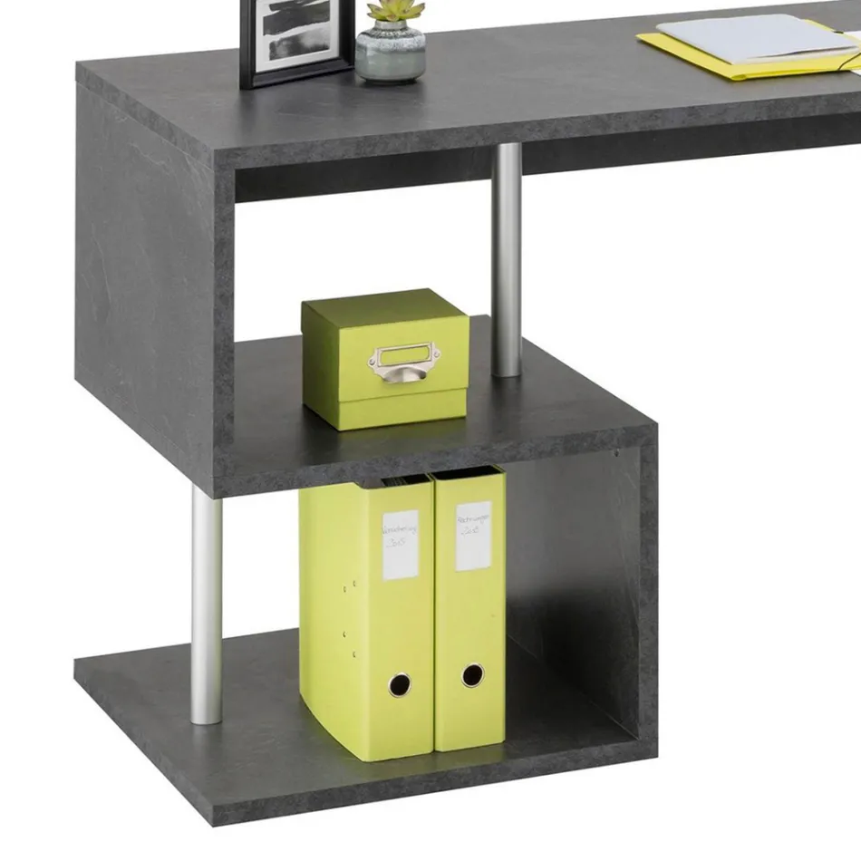 Modern Corner Desk Glossy White Wood or Slate Design - Michel Viadurini