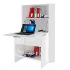 White Modern Corner Desk in Polished Wood Italian Design - Ghero Viadurini