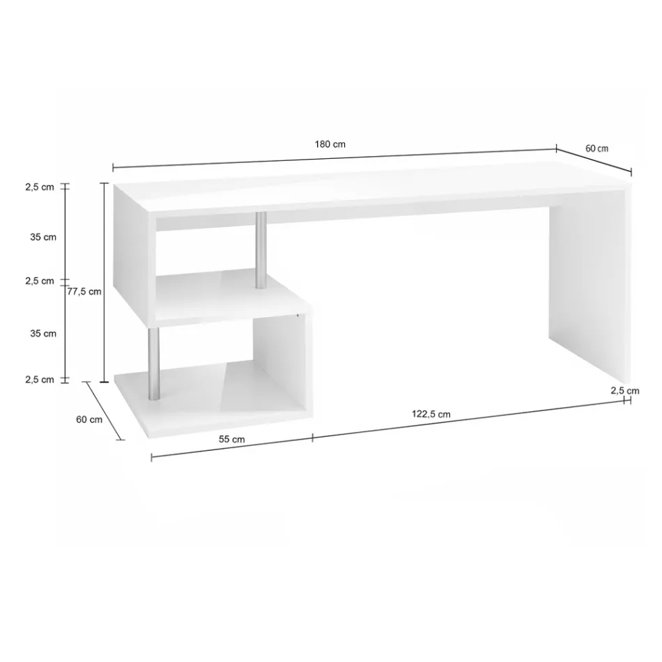 White or Slate Desk in Italian Design Wood 3 Sizes - Michel Viadurini