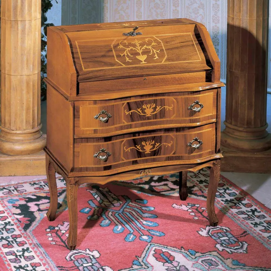 Classic Wooden Desk with Flap and Drawers Made in Italy - Elegant Viadurini