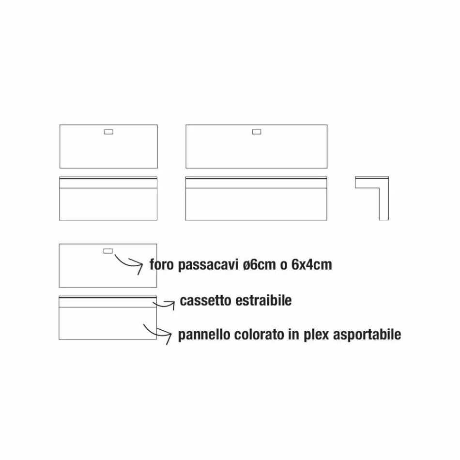 Wall Desk in Melamine and Metal with Drawer Made in Italy - Silicon Viadurini