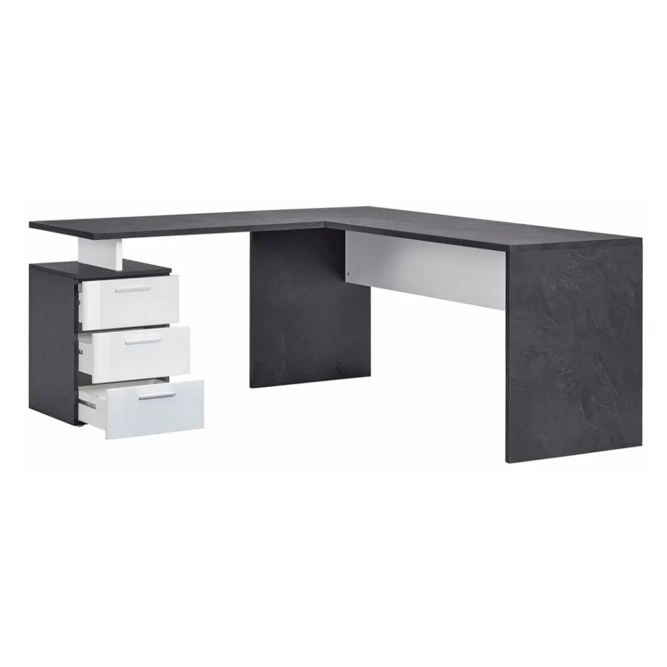 Angular Office Desk in Melamine Wood 2 Finishes - Analuisa Viadurini