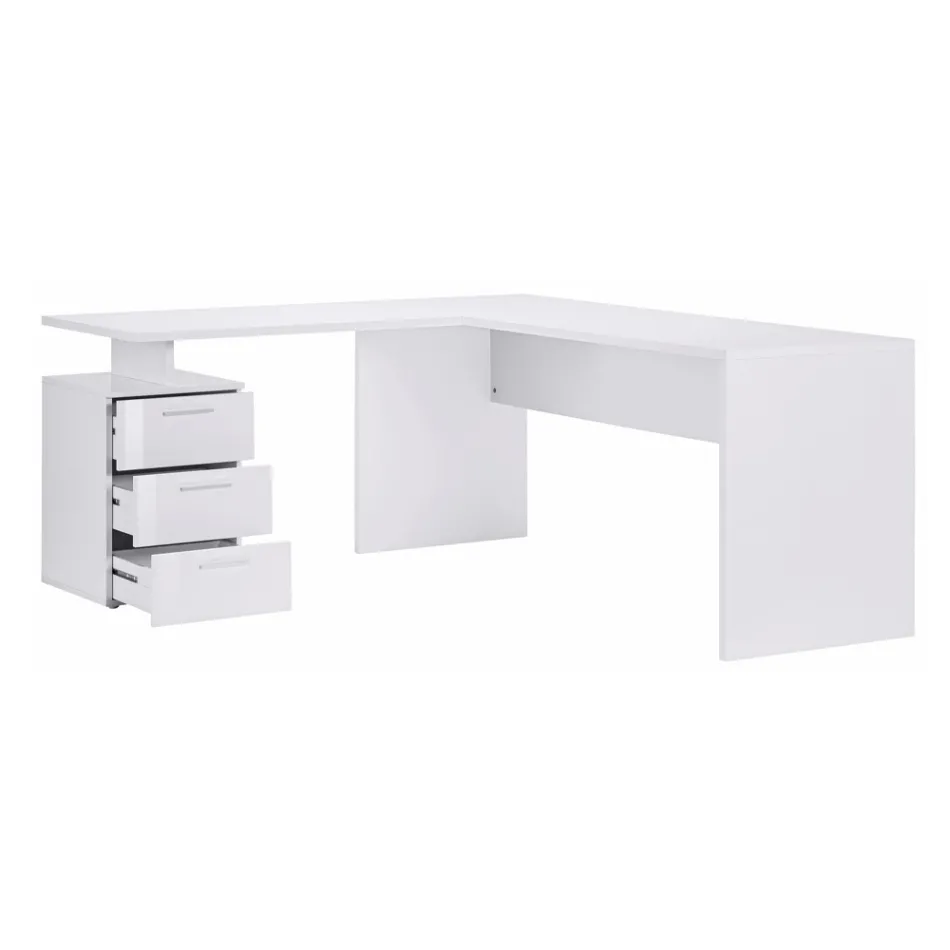 Angular Office Desk in Melamine Wood 2 Finishes - Analuisa Viadurini