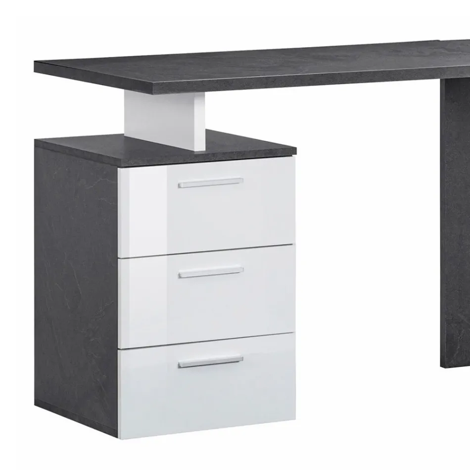 Angular Office Desk in Melamine Wood 2 Finishes - Analuisa Viadurini