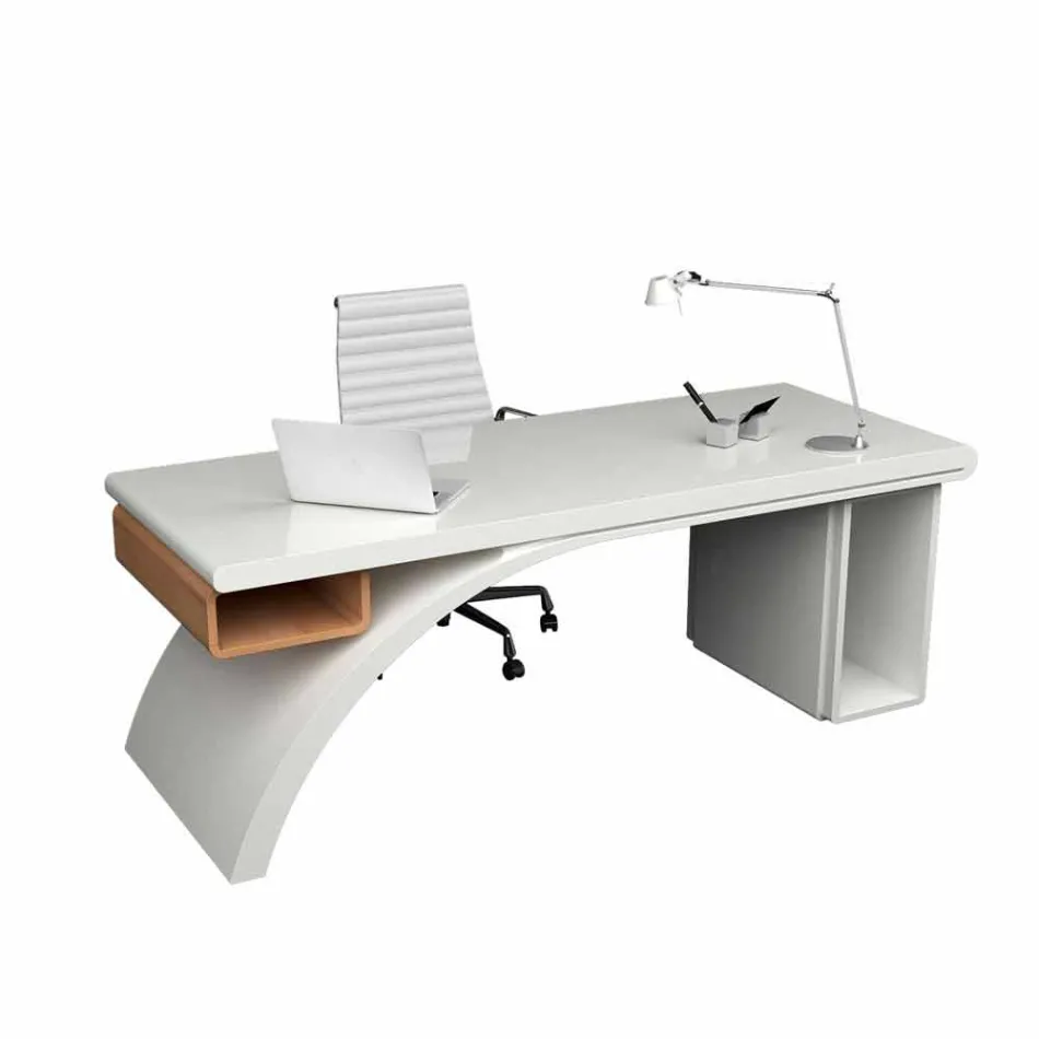 Wooden office desk and Adamantx® Bridge, made in Italy Viadurini