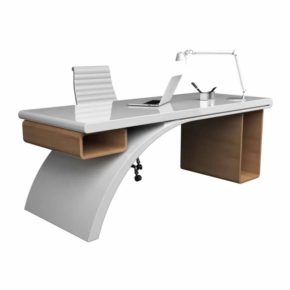Wooden office desk and Adamantx® Bridge, made in Italy Viadurini
