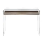 Transparent Plexiglass Desk with Design Wood Shelf - Carducci Viadurini