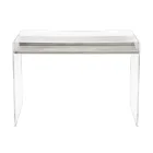 Transparent Plexiglass Desk with Design Wood Shelf - Carducci Viadurini