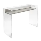Transparent Plexiglass Desk with Design Wood Shelf - Carducci Viadurini