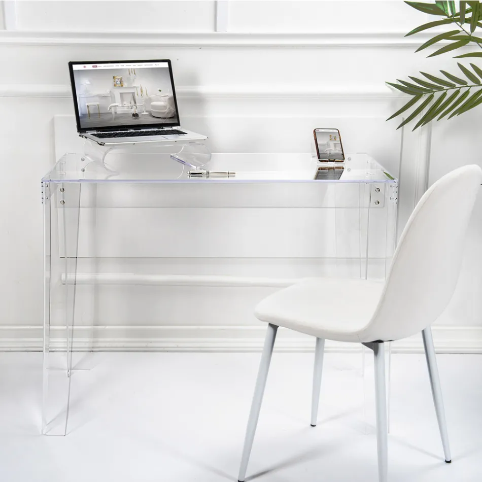 Transparent Plexiglass Desk Modern Design Made in Italy - Vichy Viadurini