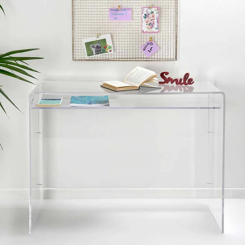 Modern desk in transparent plexiglass produced in Italy, Barga Viadurini