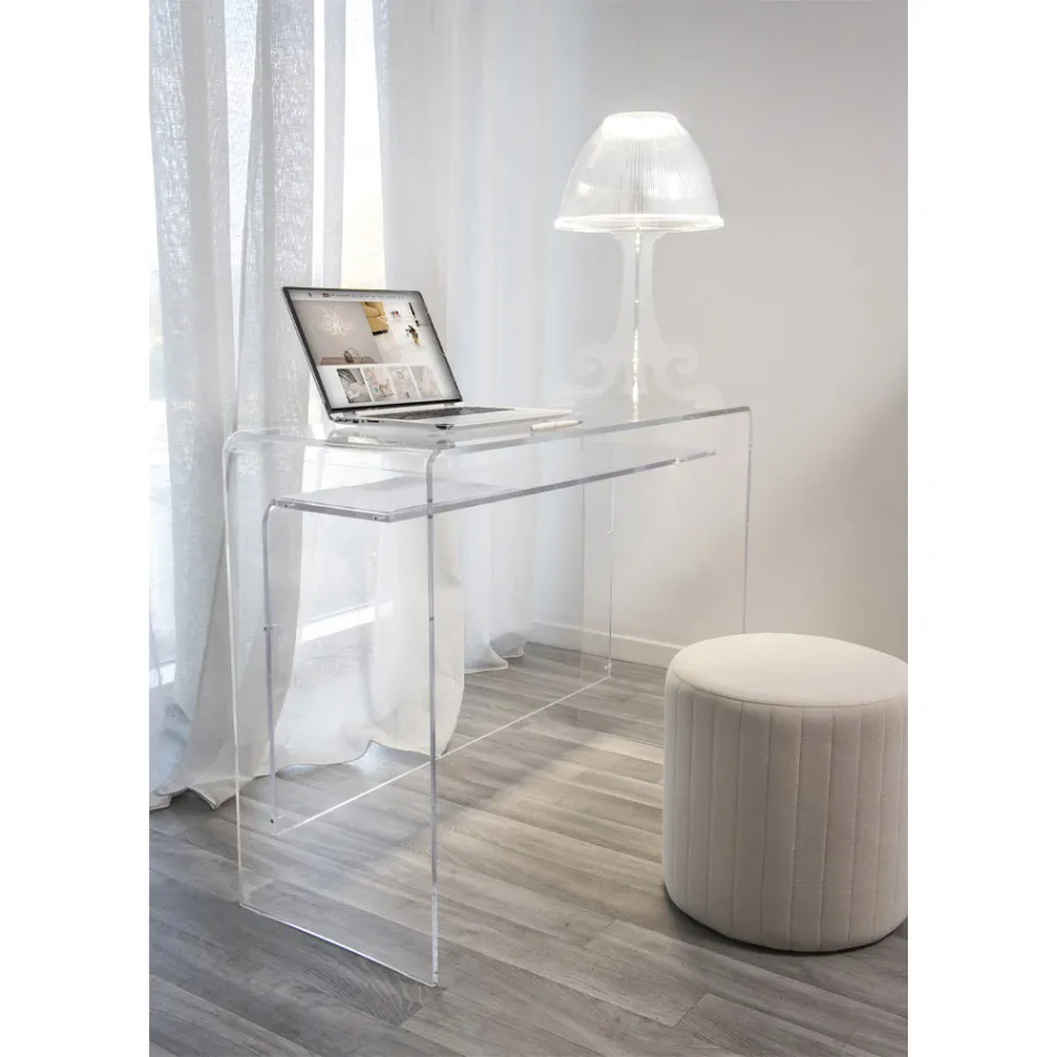 Modern desk in transparent plexiglass produced in Italy, Barga Viadurini