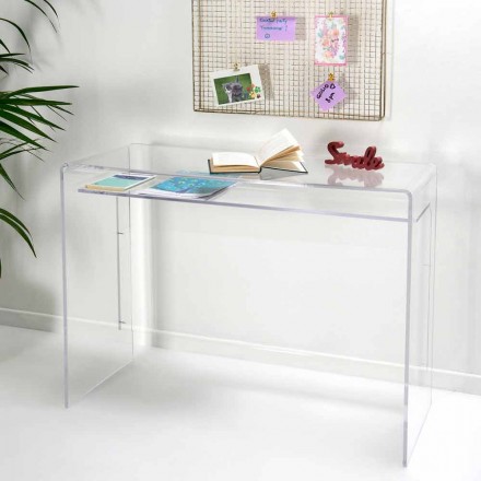 Modern desk in transparent plexiglass produced in Italy, Barga Viadurini