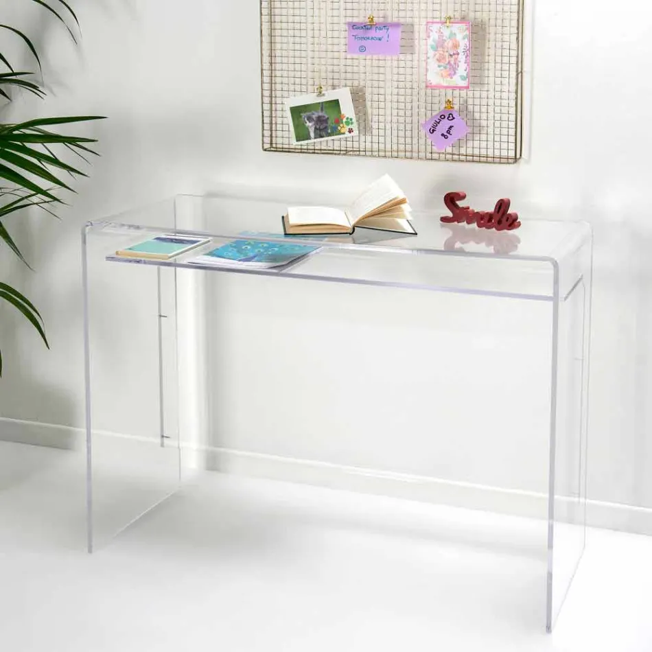 Modern desk in transparent plexiglass produced in Italy, Barga Viadurini
