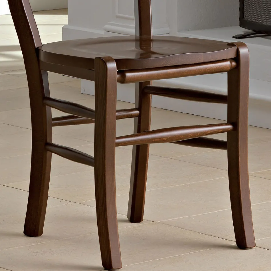 Classic Kitchen Chair in Real Straw and Wood Italian Design - Monika Viadurini