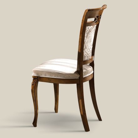 Classic Upholstered Chair in Walnut or White Wood Made in Italy - Caligola Viadurini