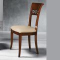 Classic Chair in Beech Wood with Decorated Back and Ecoleather - Milissa