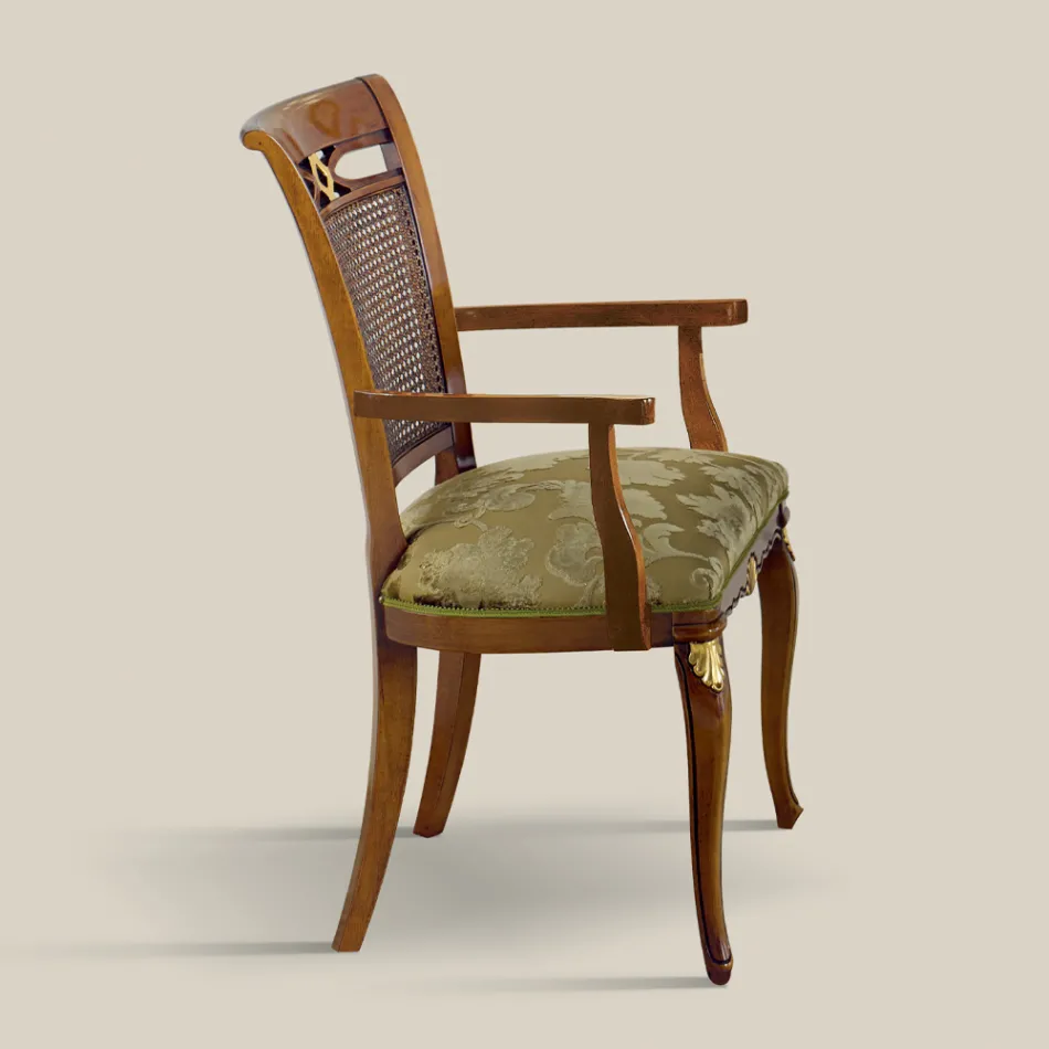 Classic Walnut Wood Chair with Padded Seat Made in Italy - Baroque Viadurini