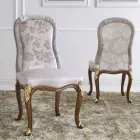 Classic Chair in Walnut Wood and Padded Fabric Made in Italy - Baroque Viadurini