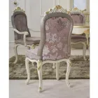 Classic Chair White Wood and Upholstered Fabric Made in Italy - Baroque Viadurini