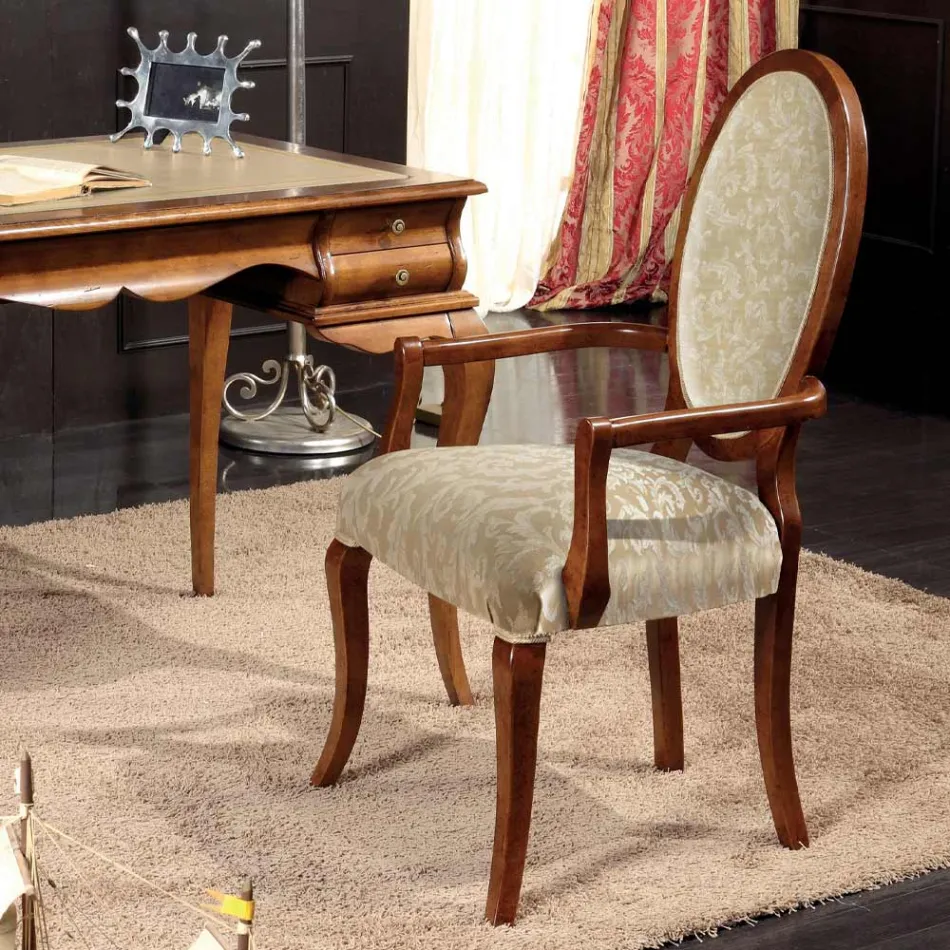 Classic Chair Wood and Fabric With or Without Armrests Made in Italy - Ellie Viadurini