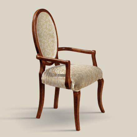 Classic Chair Wood and Fabric With or Without Armrests Made in Italy - Ellie Viadurini
