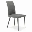 Chair with Lacquered Steel Legs and Upholstered Seat Made in Italy - Brescia Viadurini