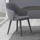 Kitchen Chair with Armrests in Fabric and Wood Made in Italy - Marchesi Viadurini