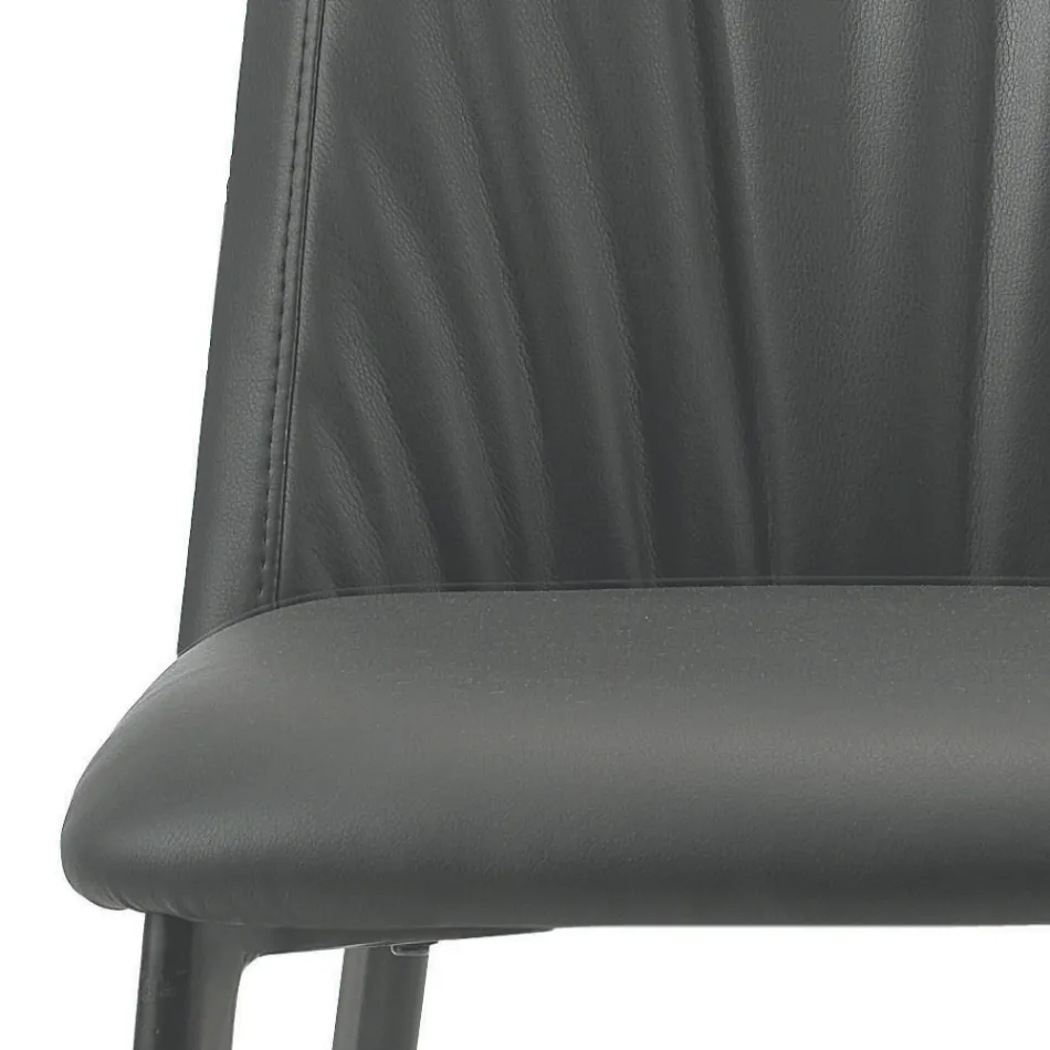 Kitchen Chair in Ecoleather and Steel Made in Italy 4 Pieces - Alexia Viadurini