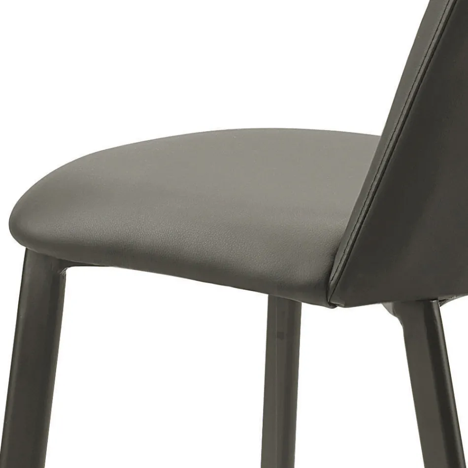 Kitchen Chair in Ecoleather and Steel Made in Italy 4 Pieces - Alexia Viadurini