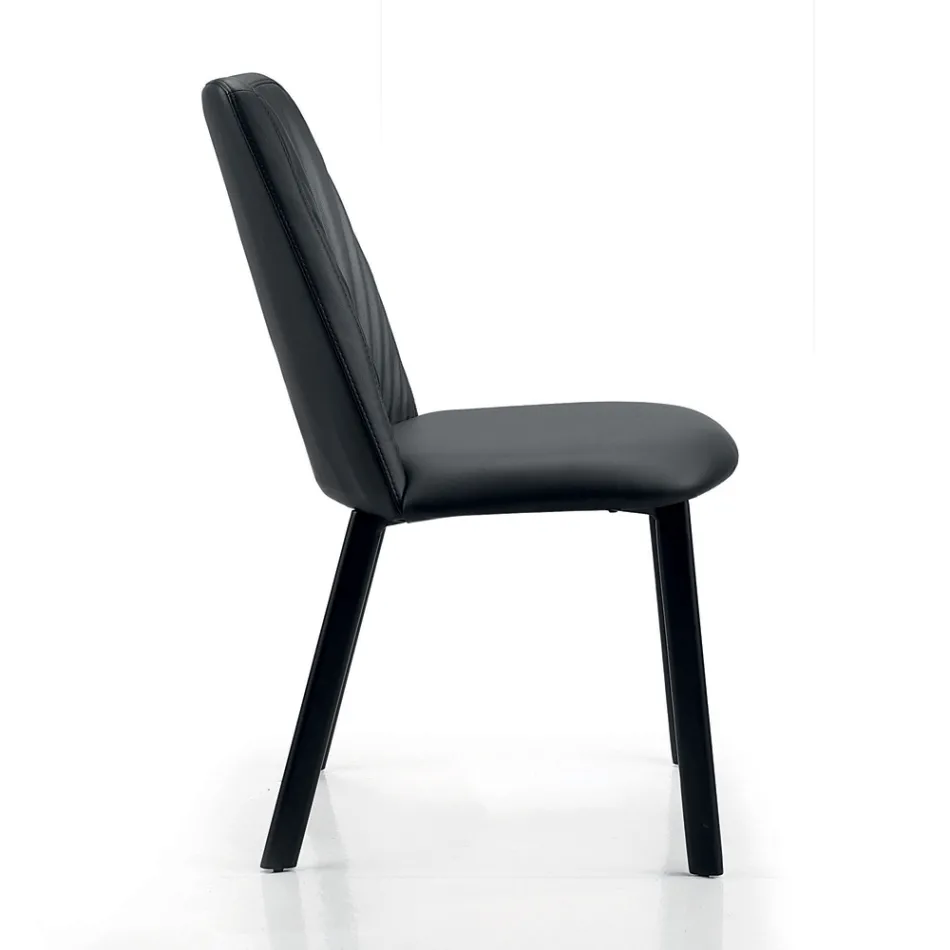 Kitchen Chair in Ecoleather and Steel Made in Italy 4 Pieces - Alexia Viadurini