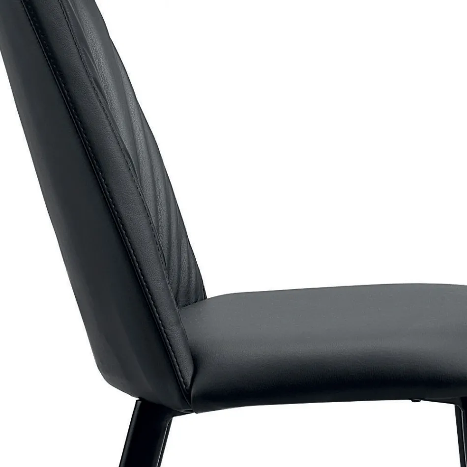 Kitchen Chair in Ecoleather and Steel Made in Italy 4 Pieces - Alexia Viadurini