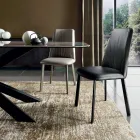 Kitchen Chair in Ecoleather and Steel Made in Italy 4 Pieces - Alexia Viadurini