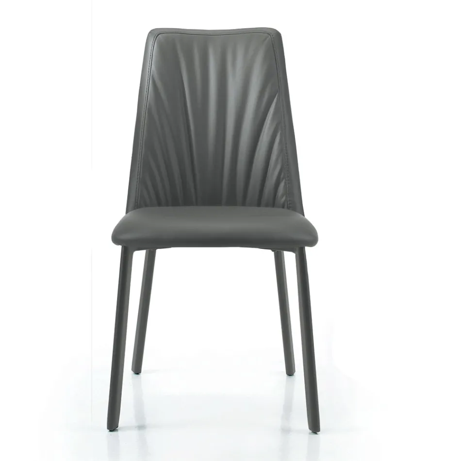 Kitchen Chair in Ecoleather and Steel Made in Italy 4 Pieces - Alexia Viadurini
