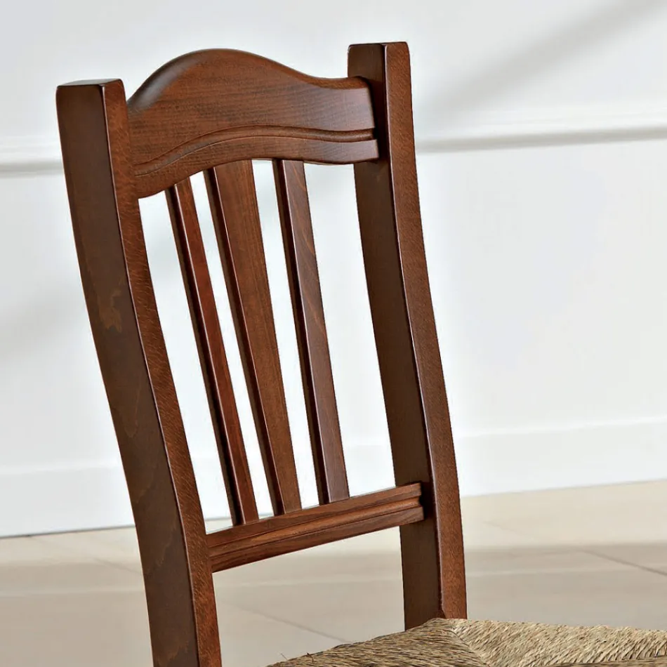 Kitchen Chair in Beech Wood and Straw Italian Classic Design - Hegel Viadurini