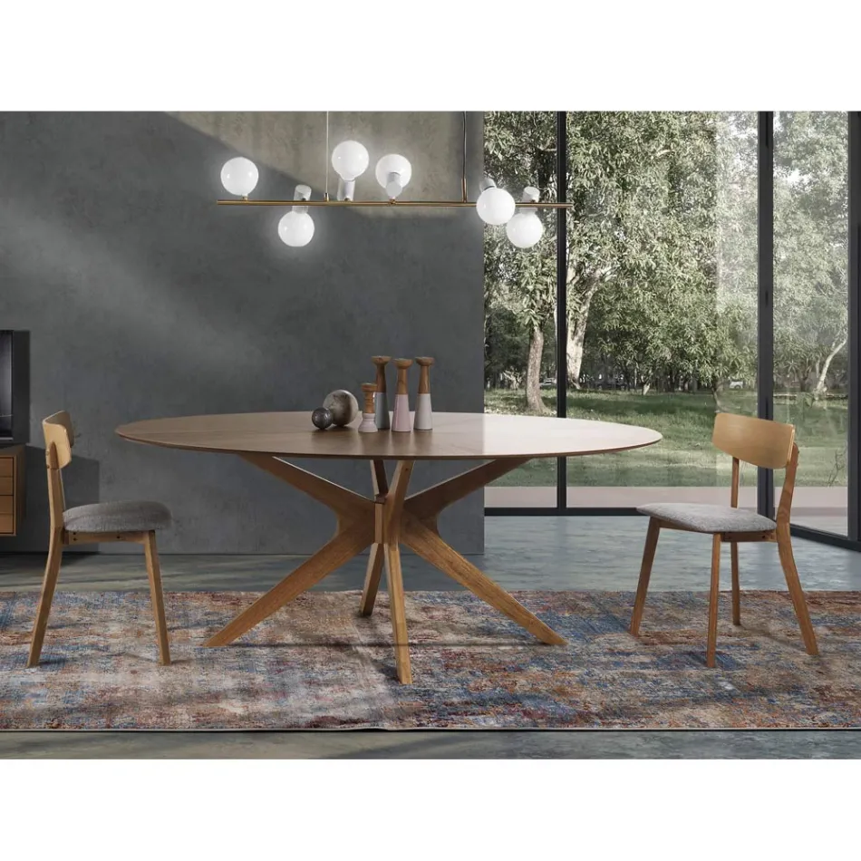 Fabric Kitchen Chair with 2 Piece Solid Wood Structure - Tonino Viadurini