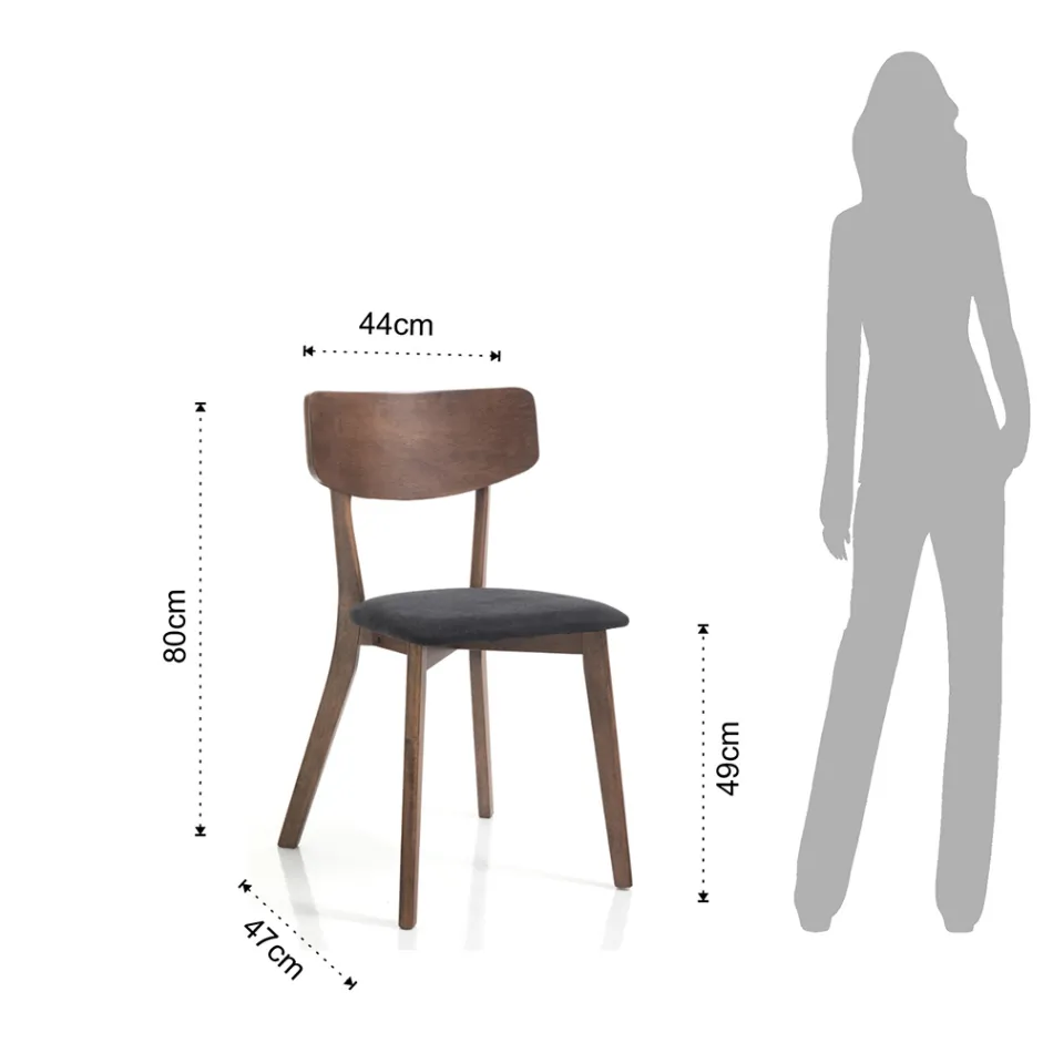 Kitchen Chair in Fabric with Structure in Solid Wood 2 Pieces - Tonino Viadurini