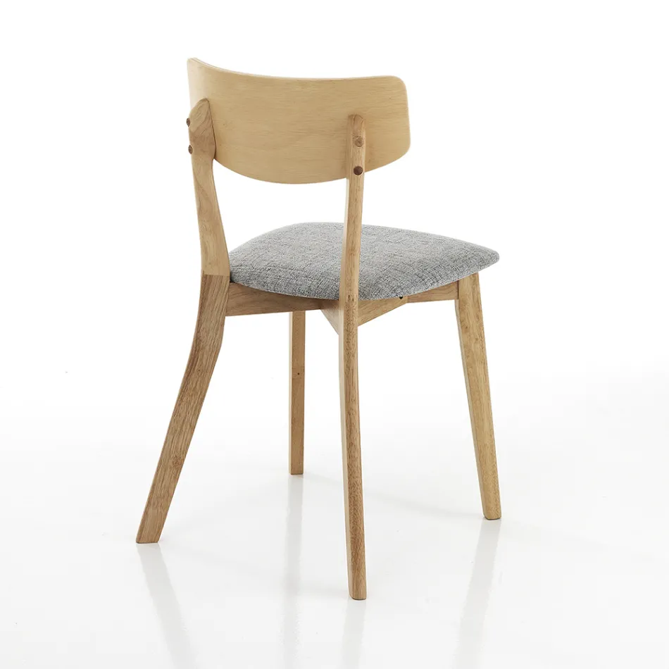 Fabric Kitchen Chair with 2 Piece Solid Wood Structure - Tonino Viadurini