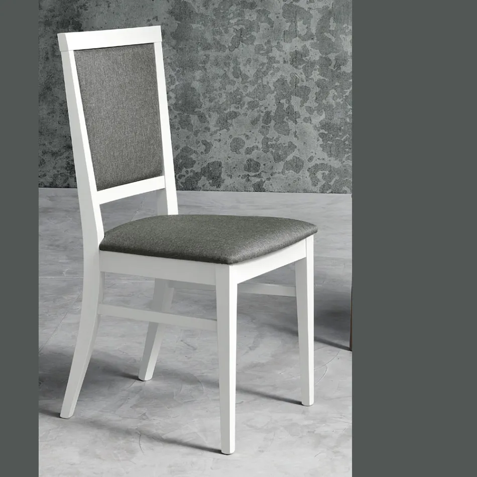 Design Kitchen Chair in Beech Wood and Modern Style Fabric - Taver Viadurini