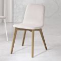 Design chair in wood and fabric for kitchen made in Italy, Egizia