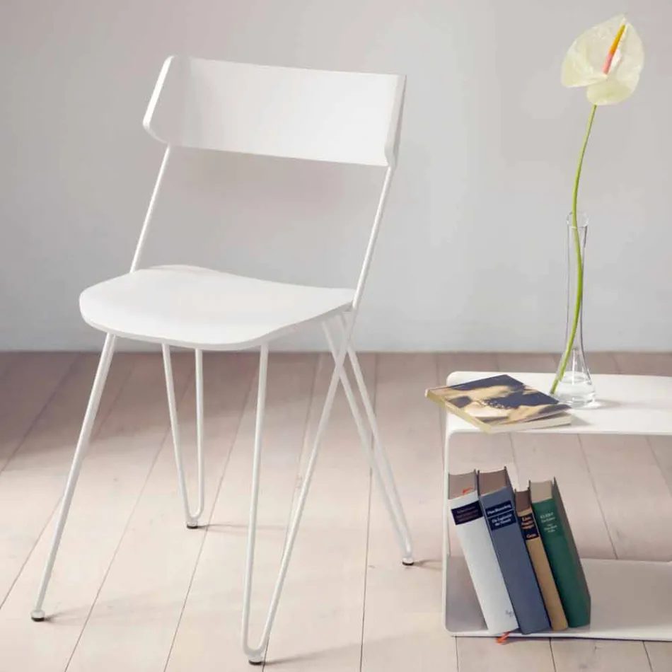 Handmade Kitchen Chair in Wood and Precious Steel Made in Italy - Granada Viadurini