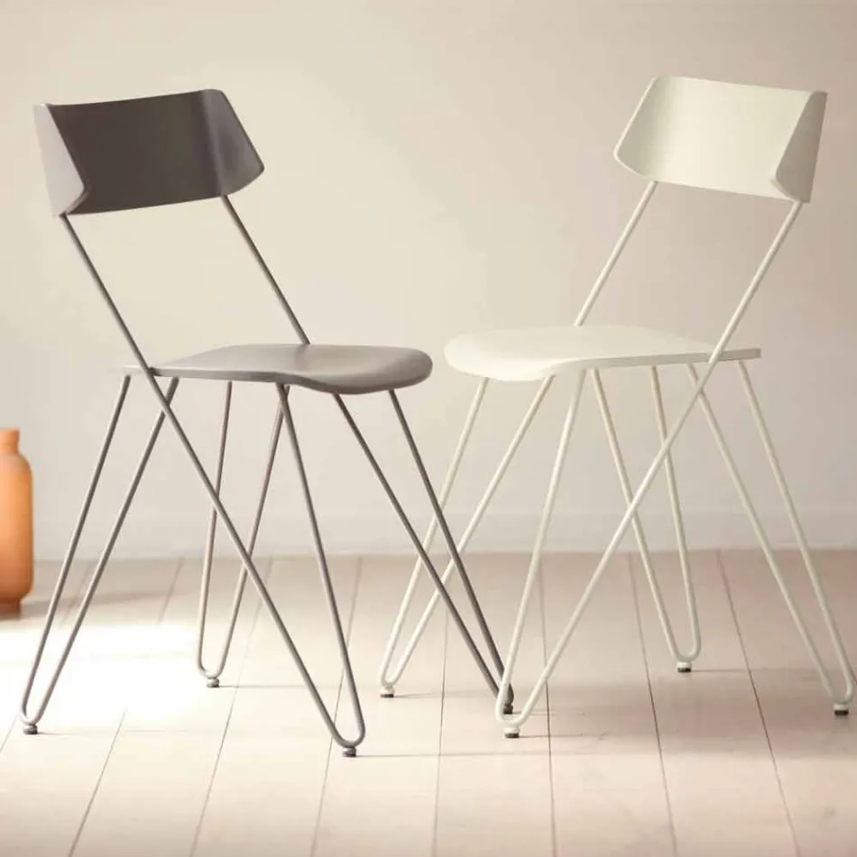 Handmade Kitchen Chair in Wood and Precious Steel Made in Italy - Granada Viadurini