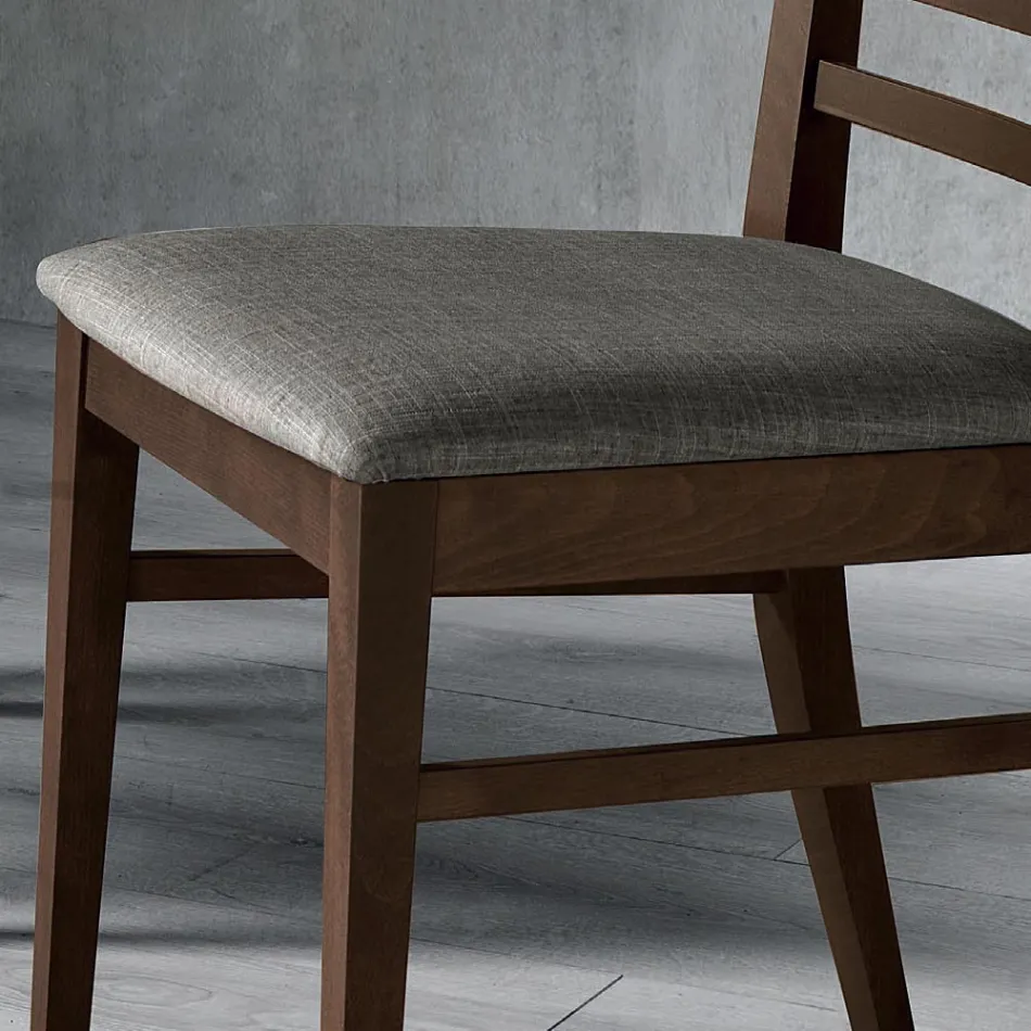 Kitchen Chair in Wood and Seat in Italian Design Fabric - Jeanine Viadurini
