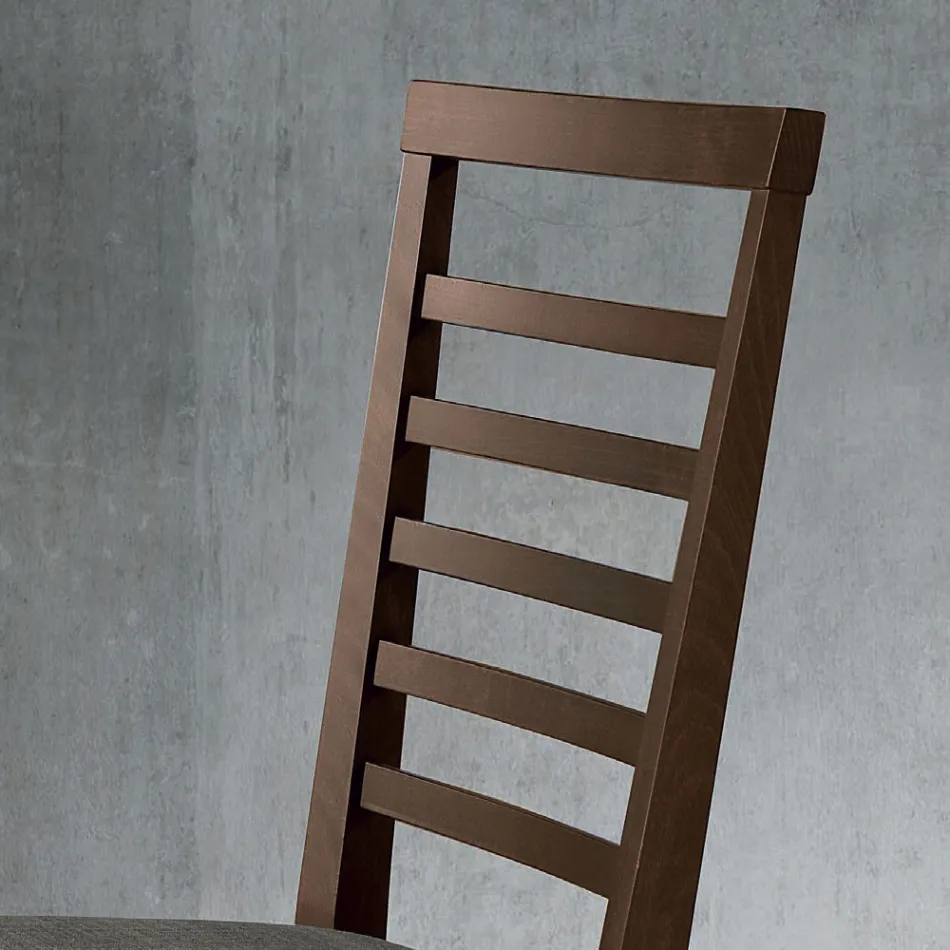 Kitchen Chair in Wood and Seat in Italian Design Fabric - Jeanine Viadurini