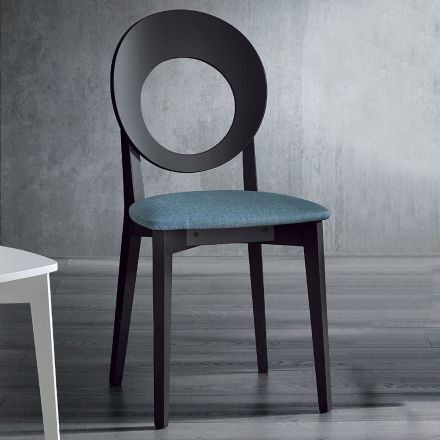 Kitchen Chair in Wood and Fabric Modern Design Made in Italy - Marrine Viadurini