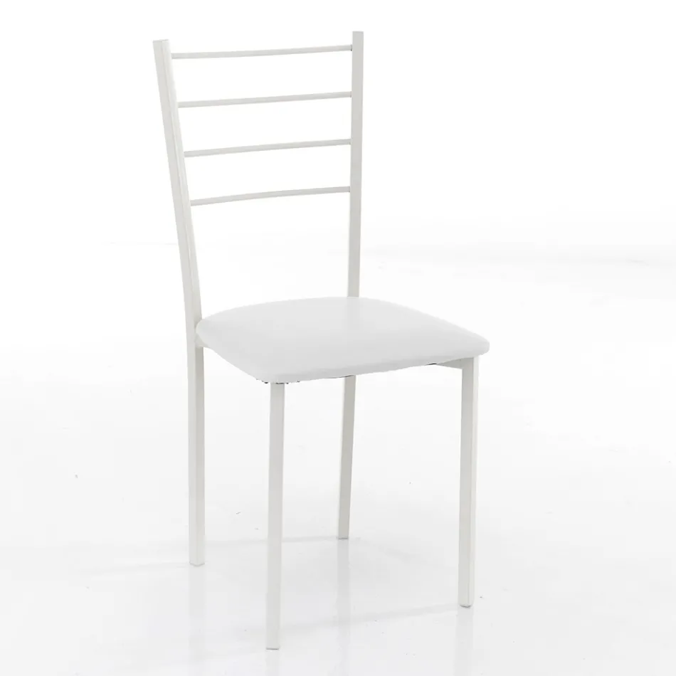 Kitchen Chair in Synthetic Leather and Painted Metal 4 Pieces - Remida Viadurini