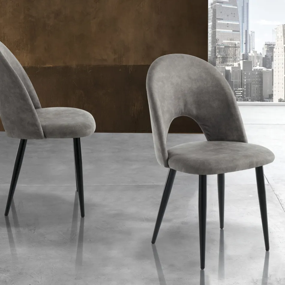 Kitchen Chair in Aged Effect Synthetic Leather 4 Pieces - Renetta Viadurini