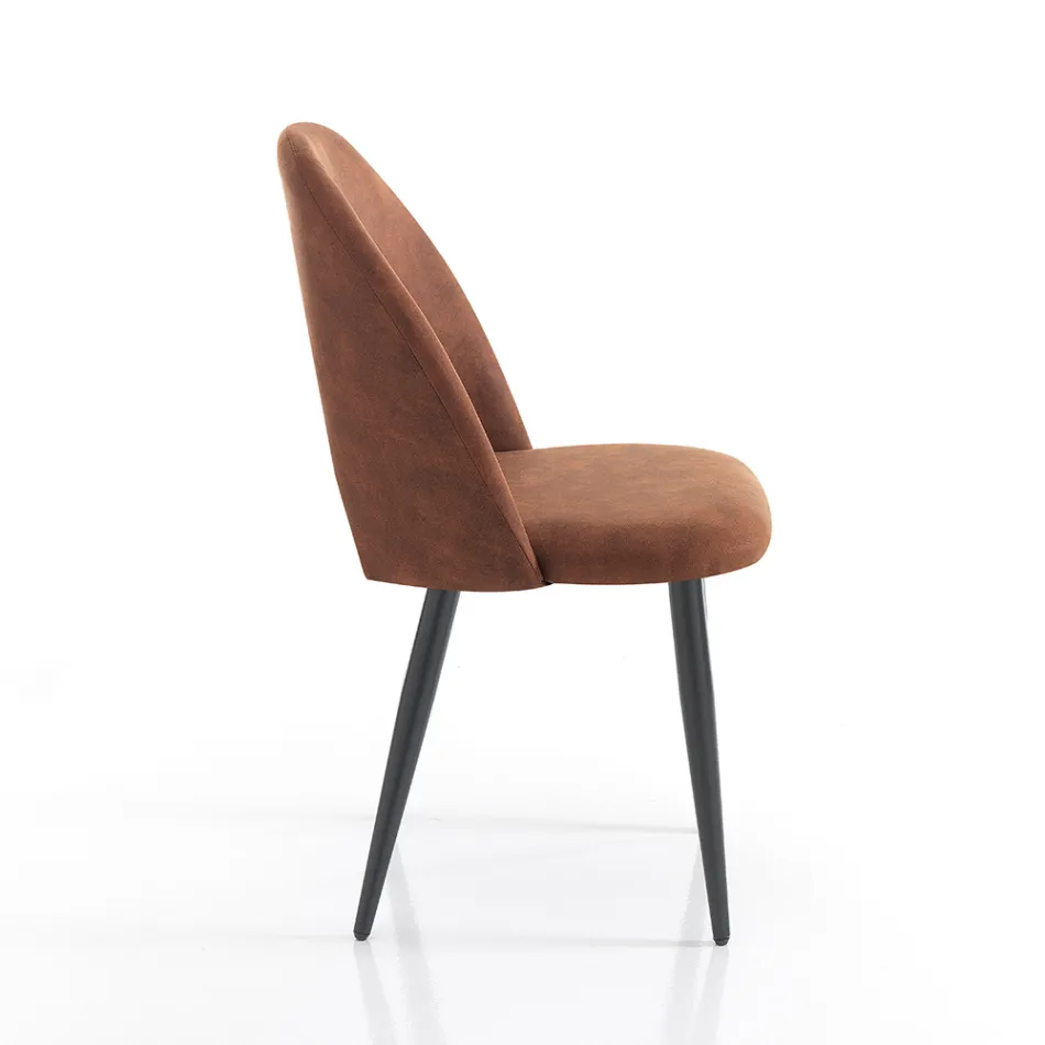 Kitchen Chair in Aged Effect Synthetic Leather 4 Pieces - Renetta Viadurini