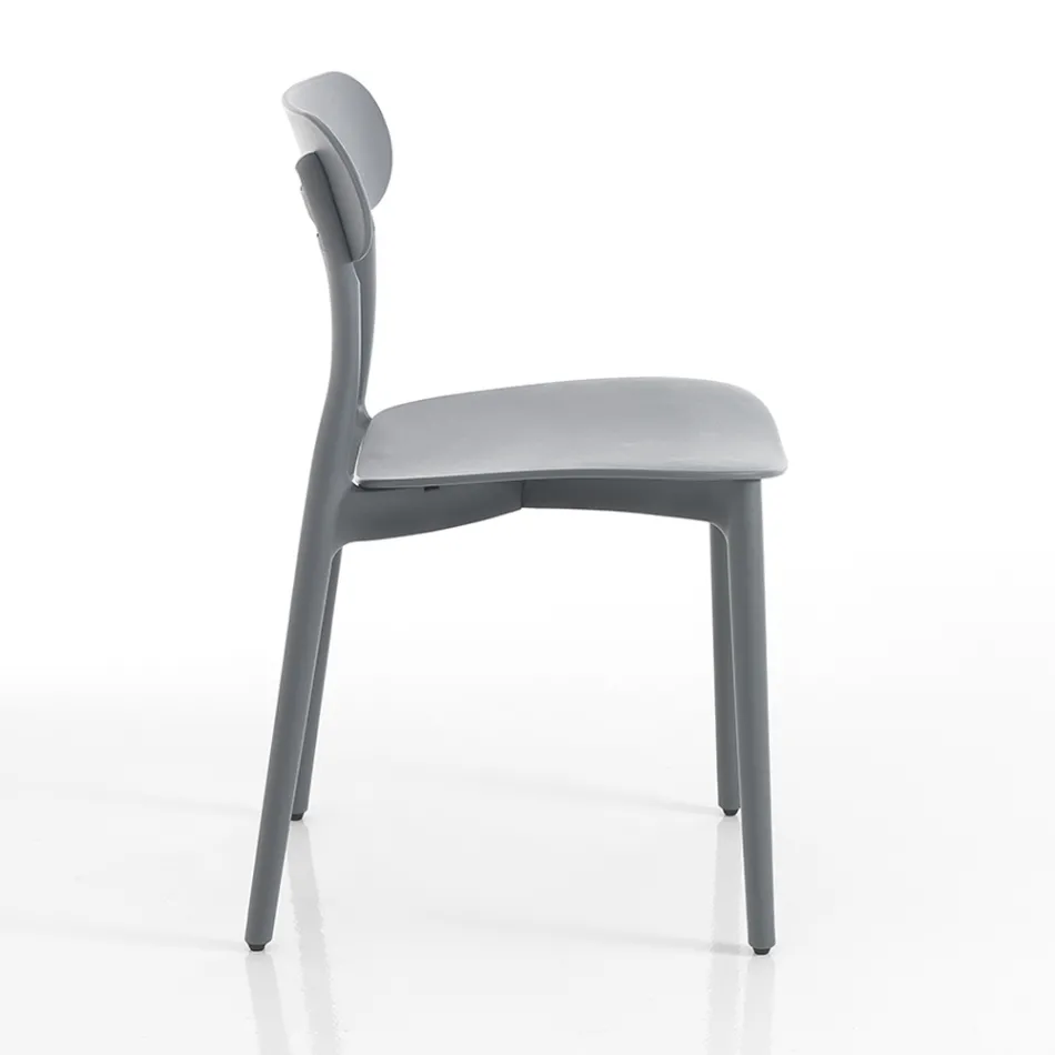 Kitchen Chair in White or Matt Gray Polypropylene 4 Pieces - Milan Viadurini
