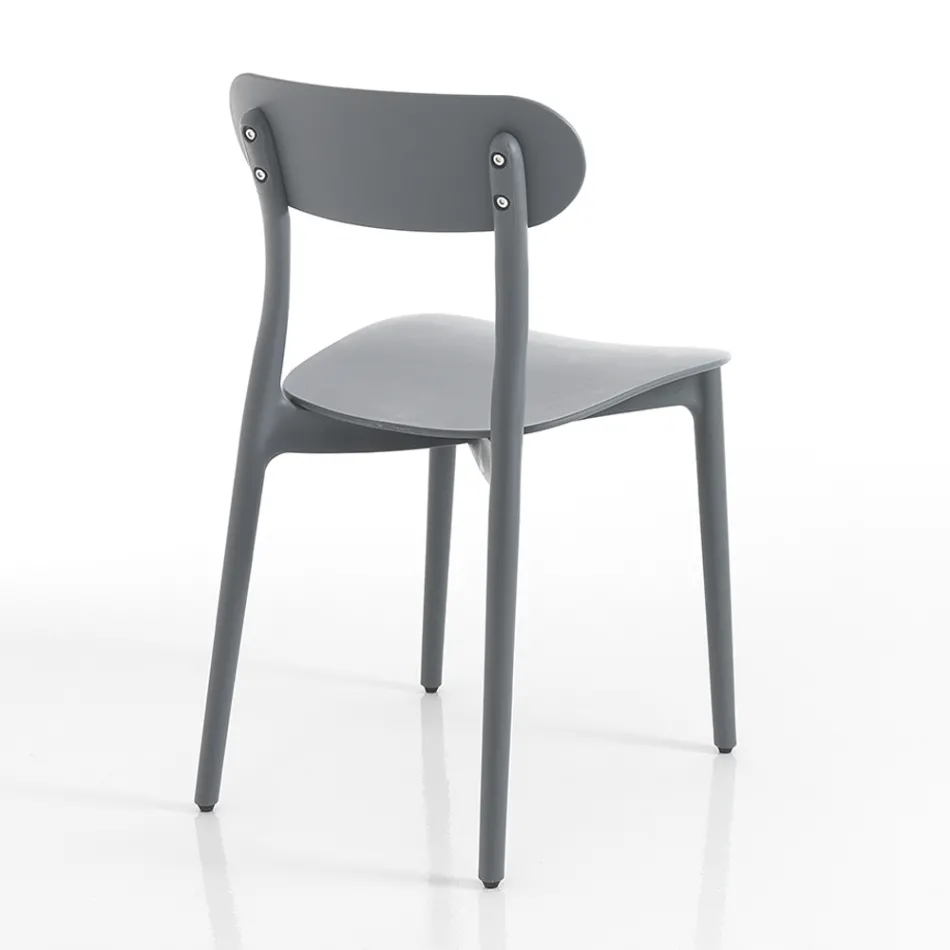 Kitchen Chair in White or Matt Gray Polypropylene 4 Pieces - Milan Viadurini